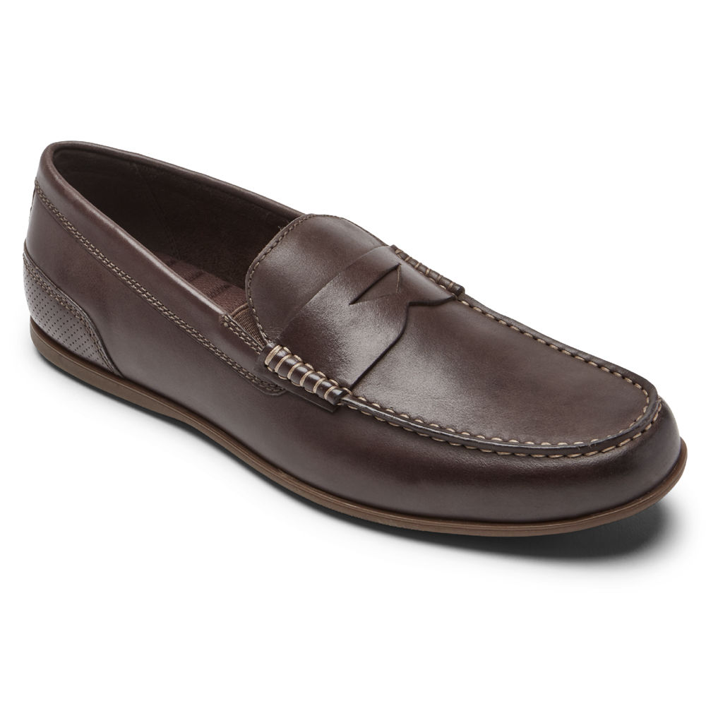 Rockport Mens Malcom Penny - Slip-On Dark Brown - QZG801392